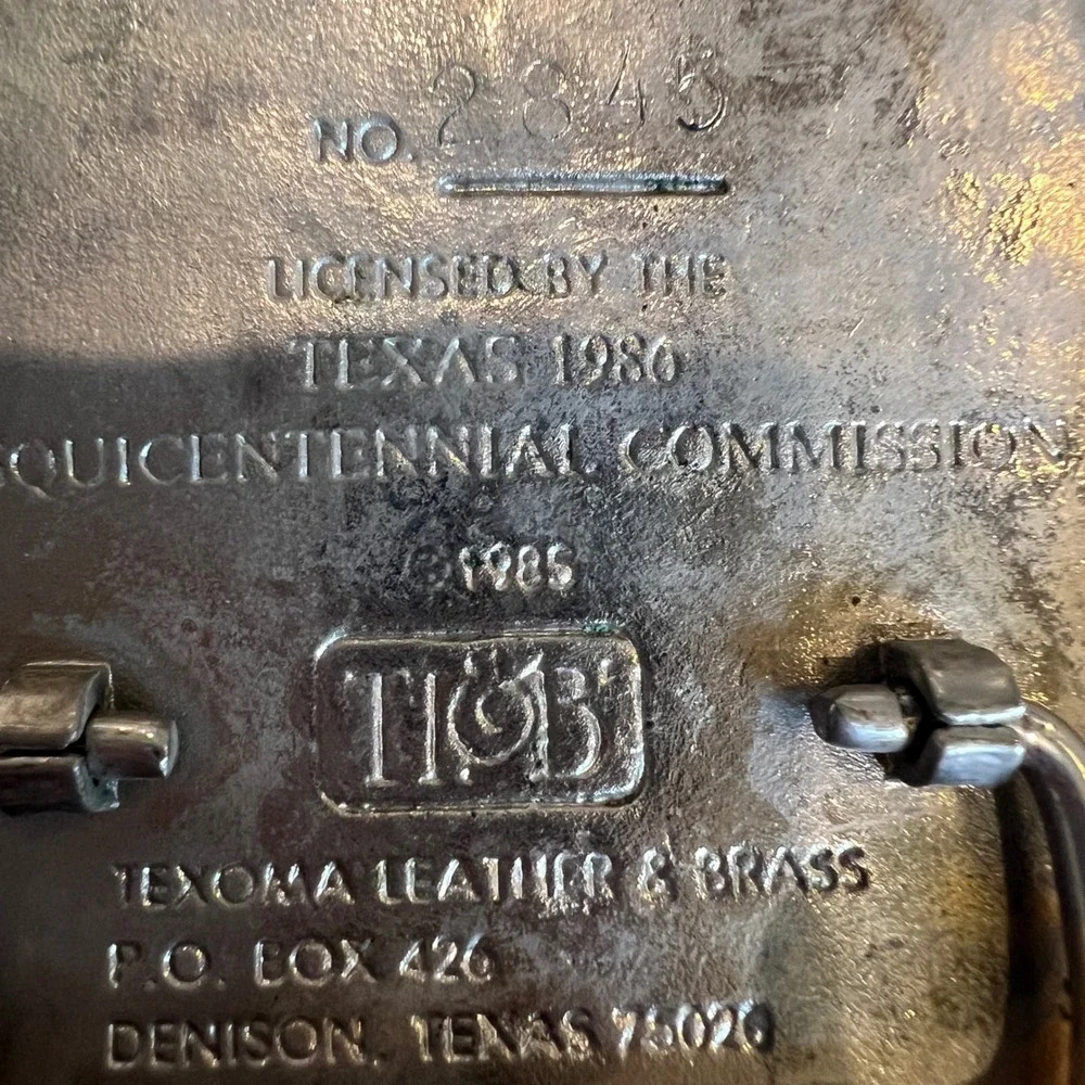 Texas Sesquicentennial 1836-1986 Belt Buckle 24KT Gold Plate Texoma No 2845